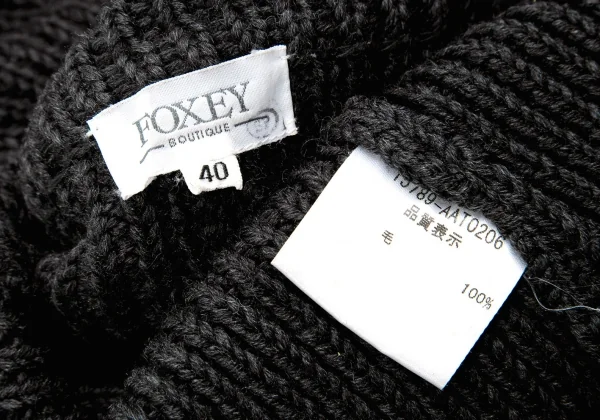 フォクシーブティックFOXEY BOUTIQUE ウールローゲージリブニットピーコート チャコール40 K-76317_017