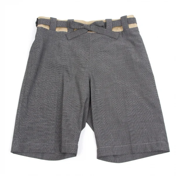 ワイズY's ウエスト切り替えベルトショートパンツ グレー2 K-76324_001