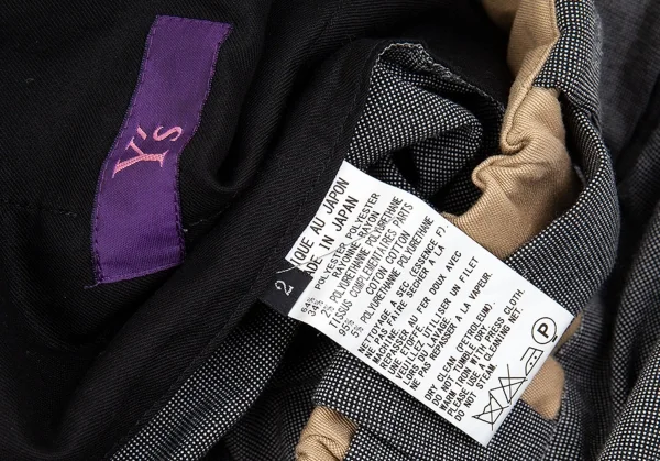 ワイズY's ウエスト切り替えベルトショートパンツ グレー2 K-76324_012