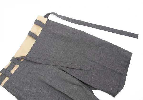ワイズY's ウエスト切り替えベルトショートパンツ グレー2 K-76324_003