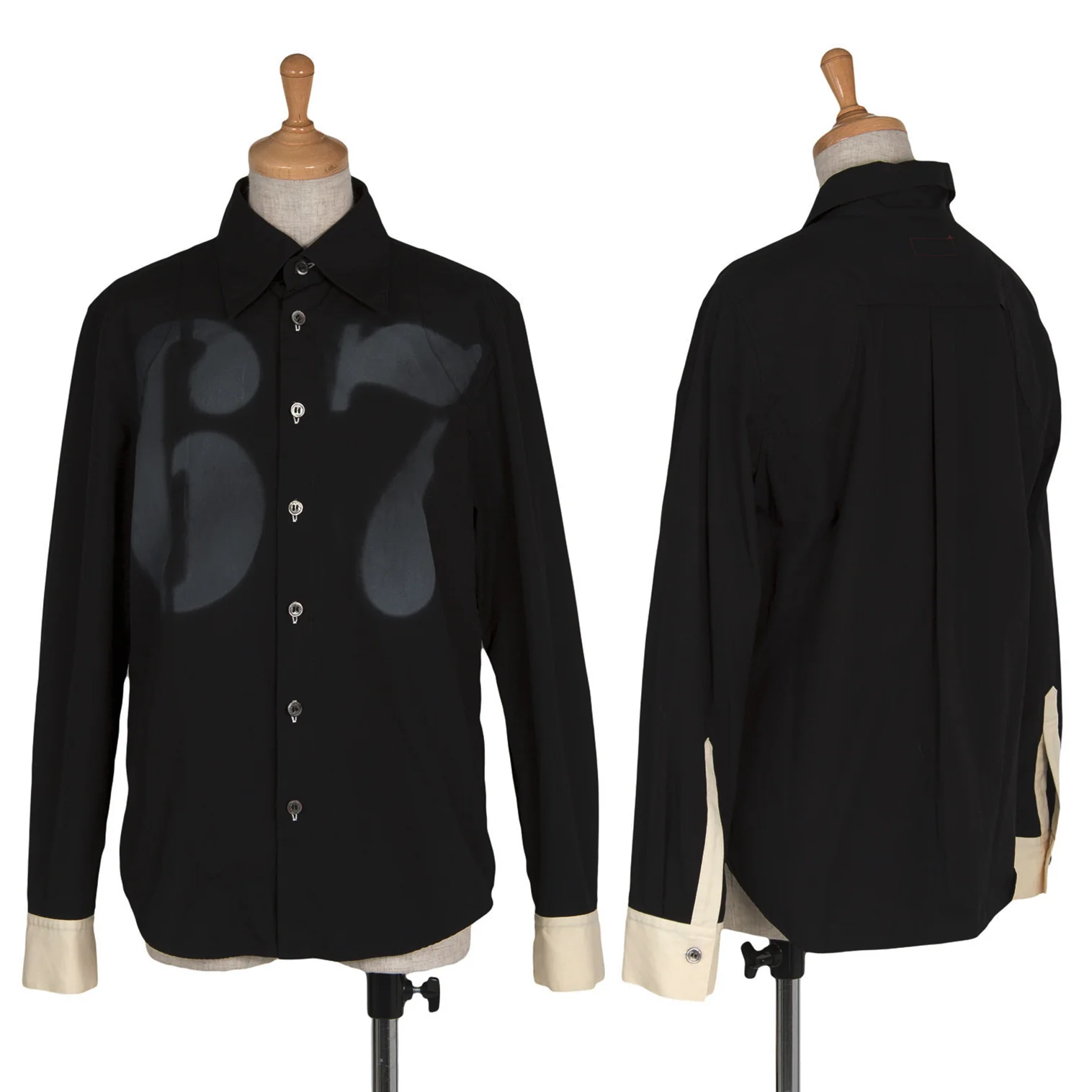 高評価なギフト Red Y's Label PLAYFUL | 3 Black Shirt Sleeve Long Printed トップス