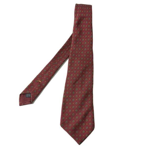 パパスPapas シルク大小花柄ネクタイ 赤他 K-76340_001