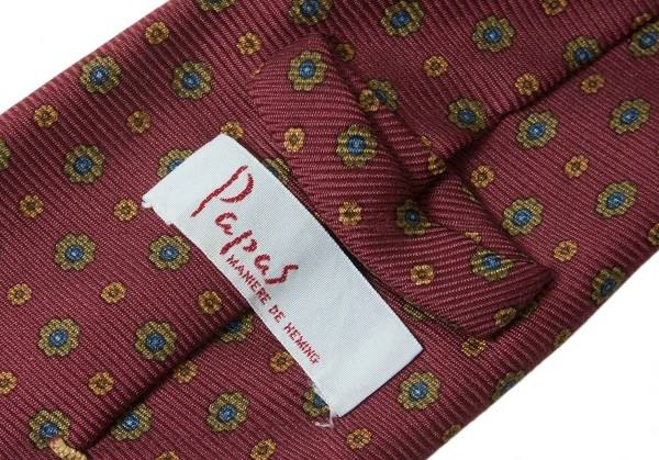 パパスPapas シルク大小花柄ネクタイ 赤他 K-76340_014