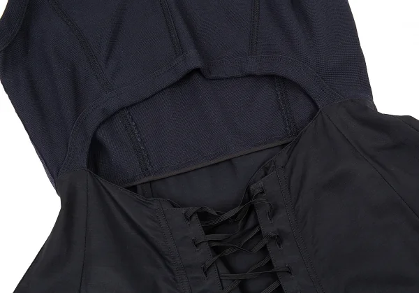 タケシコウサカバイ ワイズ ピンクレーベルTAKESHI KOSAKA by Y's Pink Label バックレース切替コットンワンピース 紺2 K-76373_010