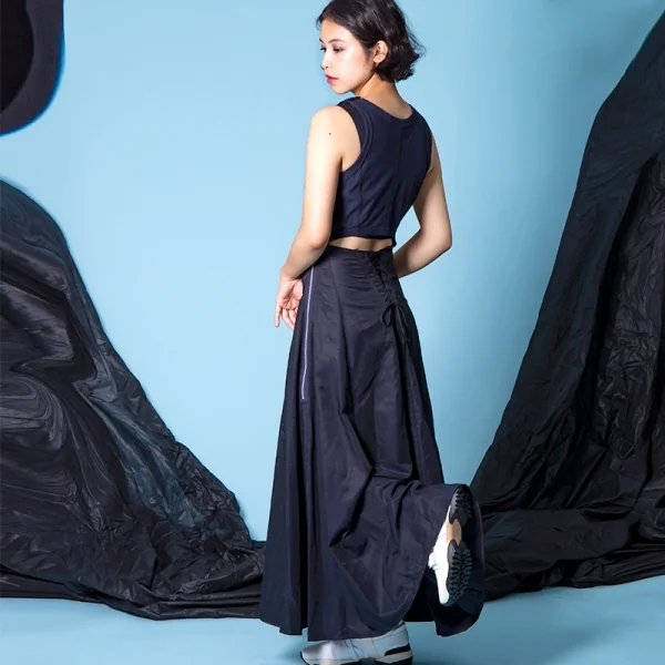 タケシコウサカバイ ワイズ ピンクレーベルTAKESHI KOSAKA by Y's Pink Label バックレース切替コットンワンピース 紺2 K-76373_013