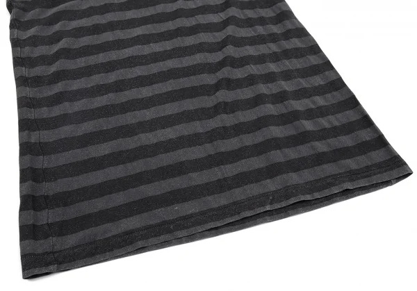 ワイズY's コットン抜染むら加工ボーダータンクトップ 黒グレー2 K-76454_006