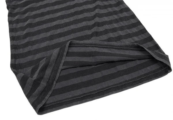 ワイズY's コットン抜染むら加工ボーダータンクトップ 黒グレー2 K-76454_007