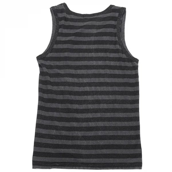 ワイズY's コットン抜染むら加工ボーダータンクトップ 黒グレー2 K-76454_008