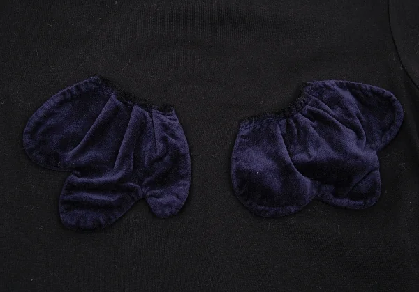 コムデギャルソンCOMME des GARCONS ベロアモチーフ装飾Tシャツ 黒XS位 K-76462_005