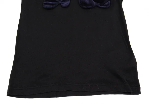 コムデギャルソンCOMME des GARCONS ベロアモチーフ装飾Tシャツ 黒XS位 K-76462_007