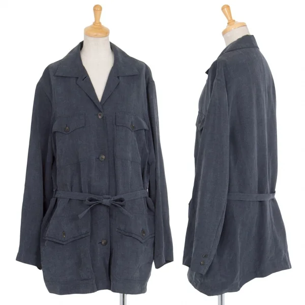 Mademoiselle NON NON Tencel Linen M65 Jacket Navy M-L K-76586_001