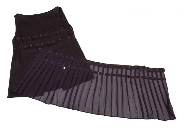 マルタンマルジェラMartin Margiela 1 ジョーゼットプリーツレイヤードノースリーブ 濃紫38 K-76633_012