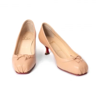 クリスチャンルブタンChristian Louboutin ミニリボンレザータイニーヒールパンプス