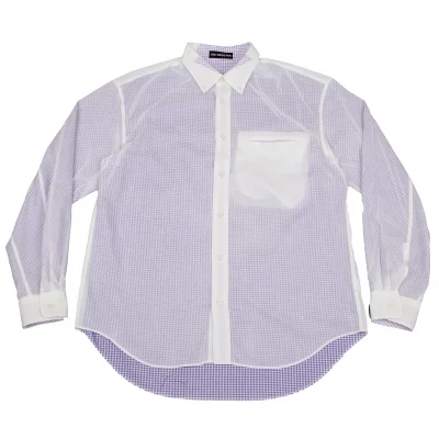 イッセイミヤケ メンISSEY MIYAKE MEN 裏ギンガムチェックプリントポリシャツ