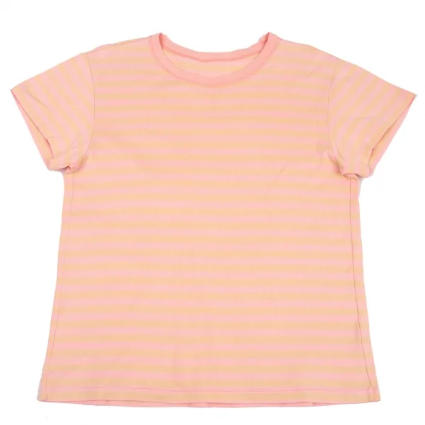 マドモアゼルノンノンMademoiselle NON NON コットンボーダーTシャツ 薄黄ピンクL位 K-76677_001