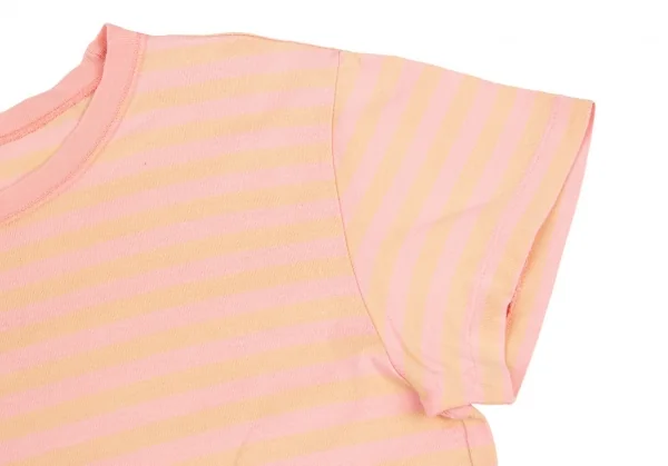 マドモアゼルノンノンMademoiselle NON NON コットンボーダーTシャツ 薄黄ピンクL位 K-76677_003