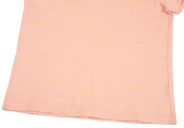 マドモアゼルノンノンMademoiselle NON NON コットンボーダーTシャツ 薄黄ピンクL位 K-76677_004