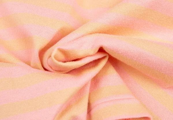 マドモアゼルノンノンMademoiselle NON NON コットンボーダーTシャツ 薄黄ピンクL位 K-76677_007