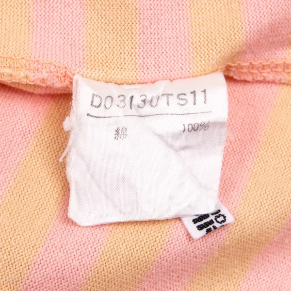 マドモアゼルノンノンMademoiselle NON NON コットンボーダーTシャツ 薄黄ピンクL位 K-76677_008