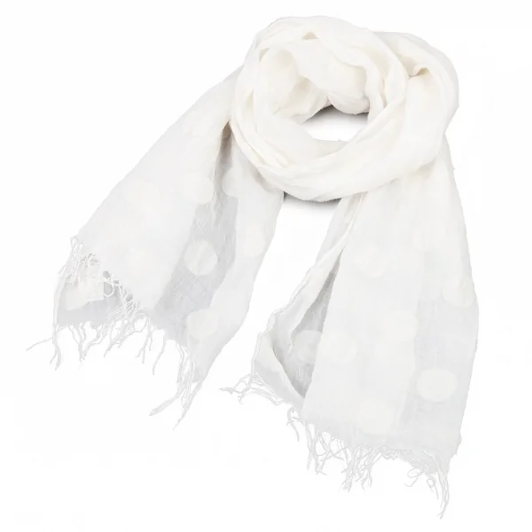 Y's Polka Dot Jacquard Linen Stole Ivory  K-76725_001