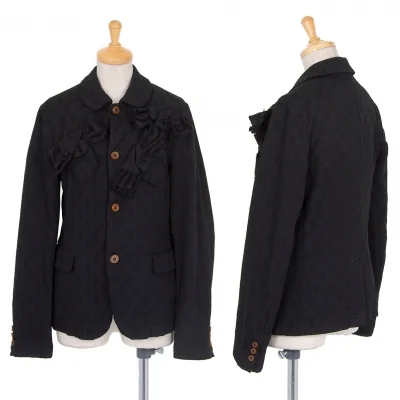コムコム コムデギャルソンCOMME des GARCONS ポリ製品染めジャガードリボンジャケット 黒
