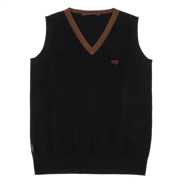 マドモアゼルノンノンMademoiselle NON NON バイカラーカシミヤベスト 黒茶M位 K-76743_002