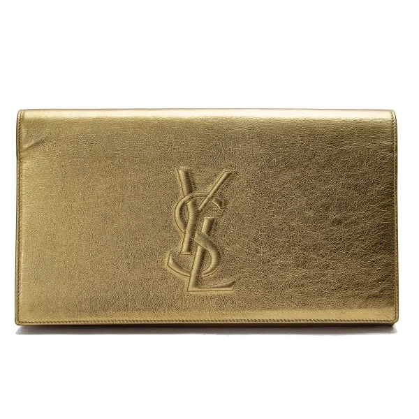 イヴサンローランYves Saint Laurent ロゴメタリッククラッチバッグ