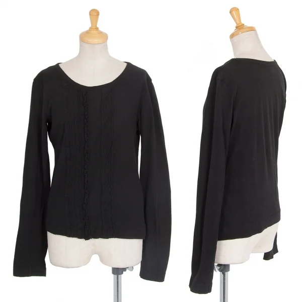 ワイズY's フロントギャザーラインカットソー 黒2 K-76778_001