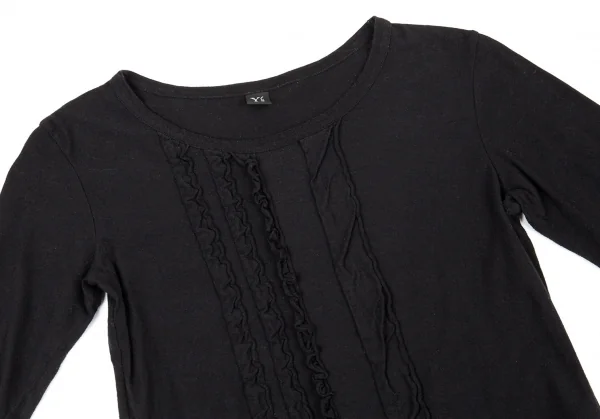 ワイズY's フロントギャザーラインカットソー 黒2 K-76778_003