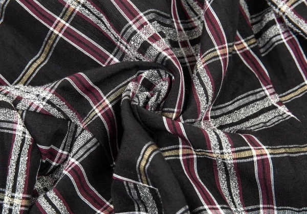 新品!ワイズY's フロントレイヤードボタンレスチェックジャケット 黒マルチ2 K-76780_012