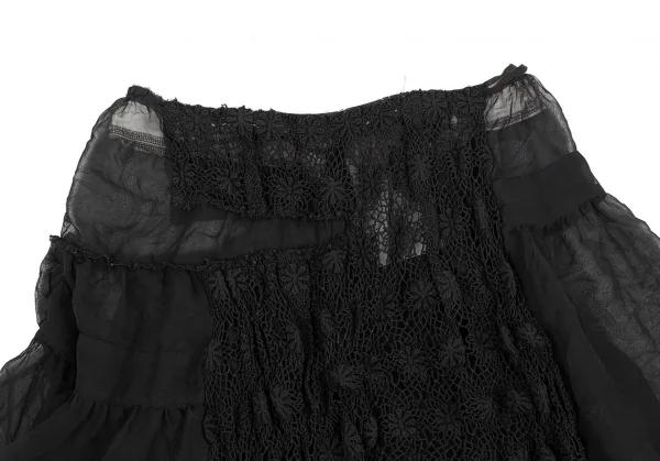 コムデギャルソンCOMME des GARCONSレース切替シースルースカート 黒M
