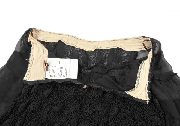コムデギャルソンCOMME des GARCONSレース切替シースルースカート 黒M