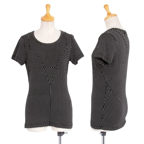 ジュンヤワタナベ コムデギャルソンJUNYA WATANABE COMME des GARCONS 切替デザインレーヨンストレッチドットカットソー 黒白S位 K-76804_001