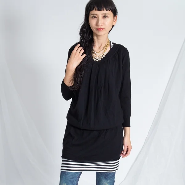 ジュンヤワタナベ コムデギャルソンJUNYA WATANABE COMME des GARCONSボーダータンクトップワンピース 白黒M K-76825_014