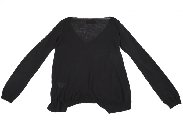 ヨウジヤマモト ファムYohji Yamamoto FEMME プライ バイ ラグネ キカス plyy by RAGNE KIKAS レーヨンコットン合わせデザインニット 黒2 K-76826_013