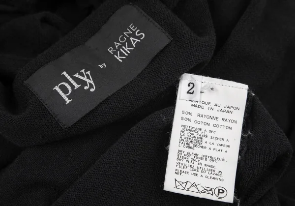 ヨウジヤマモト ファムYohji Yamamoto FEMME プライ バイ ラグネ キカス plyy by RAGNE KIKAS レーヨンコットン合わせデザインニット 黒2 K-76826_017