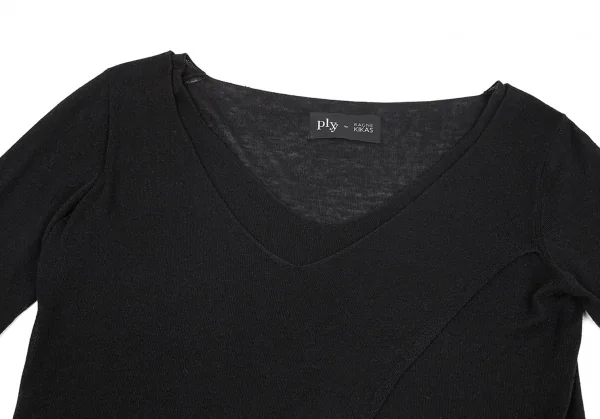 ヨウジヤマモト ファムYohji Yamamoto FEMME プライ バイ ラグネ キカス plyy by RAGNE KIKAS レーヨンコットン合わせデザインニット 黒2 K-76826_003