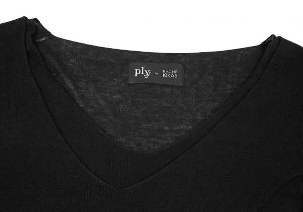 ヨウジヤマモト ファムYohji Yamamoto FEMME プライ バイ ラグネ キカス plyy by RAGNE KIKAS レーヨンコットン合わせデザインニット 黒2 K-76826_004