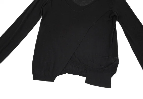 ヨウジヤマモト ファムYohji Yamamoto FEMME プライ バイ ラグネ キカス plyy by RAGNE KIKAS レーヨンコットン合わせデザインニット 黒2 K-76826_007