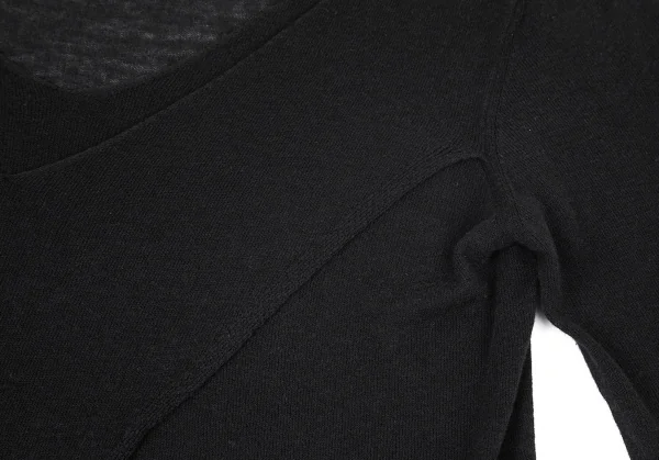 ヨウジヤマモト ファムYohji Yamamoto FEMME プライ バイ ラグネ キカス plyy by RAGNE KIKAS レーヨンコットン合わせデザインニット 黒2 K-76826_008