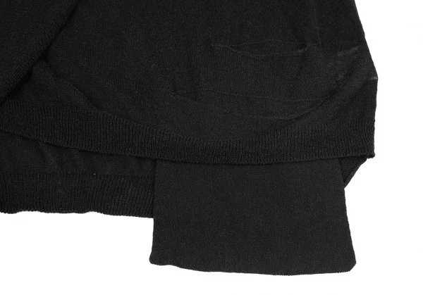 ヨウジヤマモト ファムYohji Yamamoto FEMME プライ バイ ラグネ キカス plyy by RAGNE KIKAS レーヨンコットン合わせデザインニット 黒2 K-76826_009