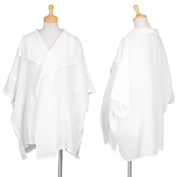 ワイズY's リネンビッグシルエット変形ブラウス 白2 K-76829_001