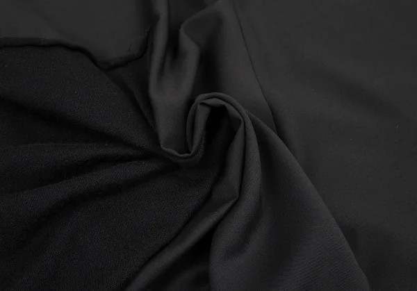 ヨウジヤマモト ノアールYohji Yamamoto NOIR 混紡ウールギャバ異素材切替ワイドスカート 黒1 K-76830_015