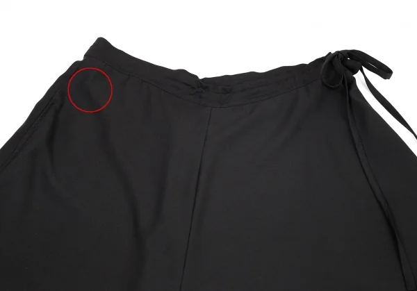 ヨウジヤマモト ノアールYohji Yamamoto NOIR 混紡ウールギャバ異素材切替ワイドスカート 黒1 K-76830_003