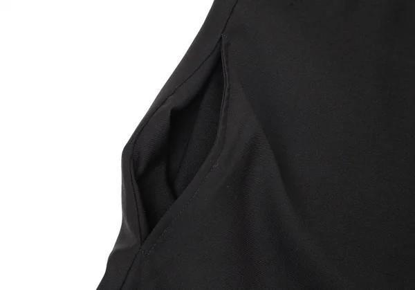 ヨウジヤマモト ノアールYohji Yamamoto NOIR 混紡ウールギャバ異素材切替ワイドスカート 黒1 K-76830_006