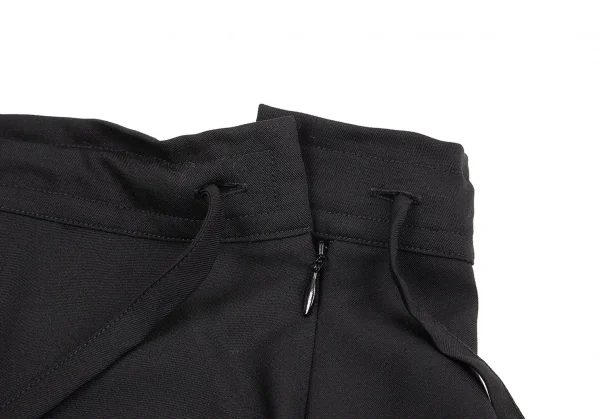 ヨウジヤマモト ノアールYohji Yamamoto NOIR 混紡ウールギャバ異素材切替ワイドスカート 黒1 K-76830_008