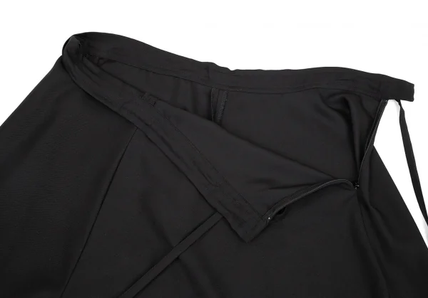 ヨウジヤマモト ノアールYohji Yamamoto NOIR 混紡ウールギャバ異素材切替ワイドスカート 黒1 K-76830_009