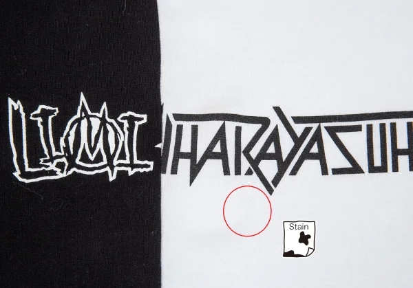 リミフゥ×ミハラヤスヒロLIMI feu×MIHARA YAUHIRO ロゴプリントバイカラービッグシルエットTシャツ 白黒S K-76899_003