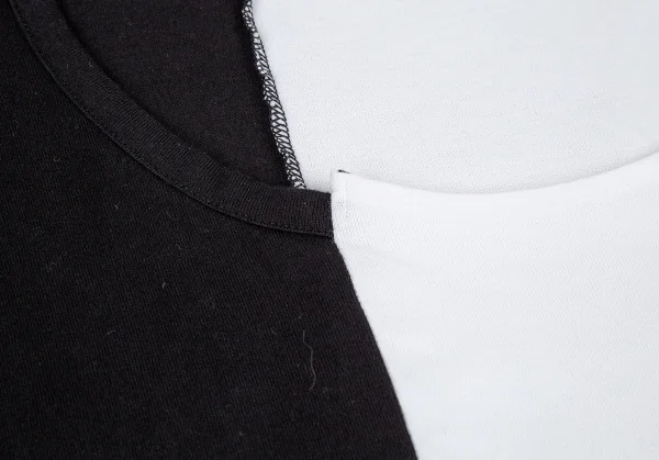 リミフゥ×ミハラヤスヒロLIMI feu×MIHARA YAUHIRO ロゴプリントバイカラービッグシルエットTシャツ 白黒S K-76899_004