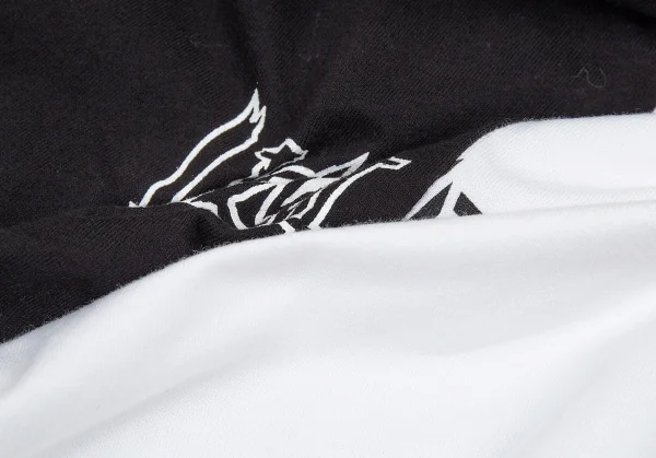 リミフゥ×ミハラヤスヒロLIMI feu×MIHARA YAUHIRO ロゴプリントバイカラービッグシルエットTシャツ 白黒S K-76899_009